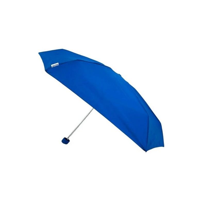 Mini ombrello tascabile manuale blu con astuccio e 6 raggi, antivento